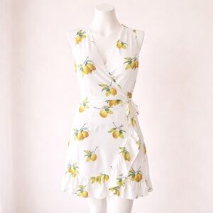 Rails Lemon Print Sleeveless Wrap Dress | XS